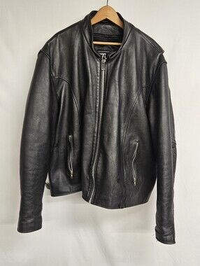 Mega Force Vintage Heavy Leather Jacket Motorcycle Biker Coat Size 52